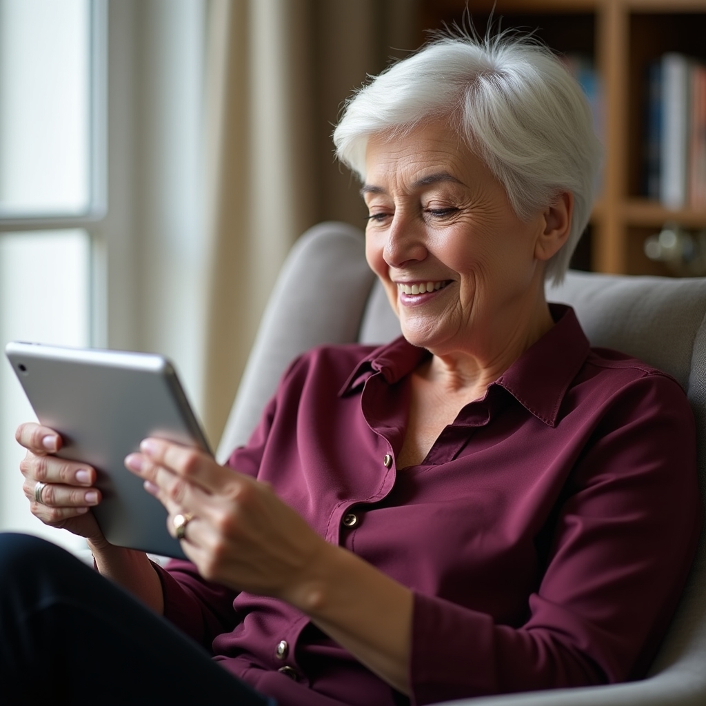 Senioren nutzen Online-Banking auf dem Tablet